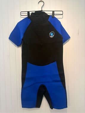 REALON Kids Blue and Black Shorty Wetsuit - Swim / Surf Suit 2XL